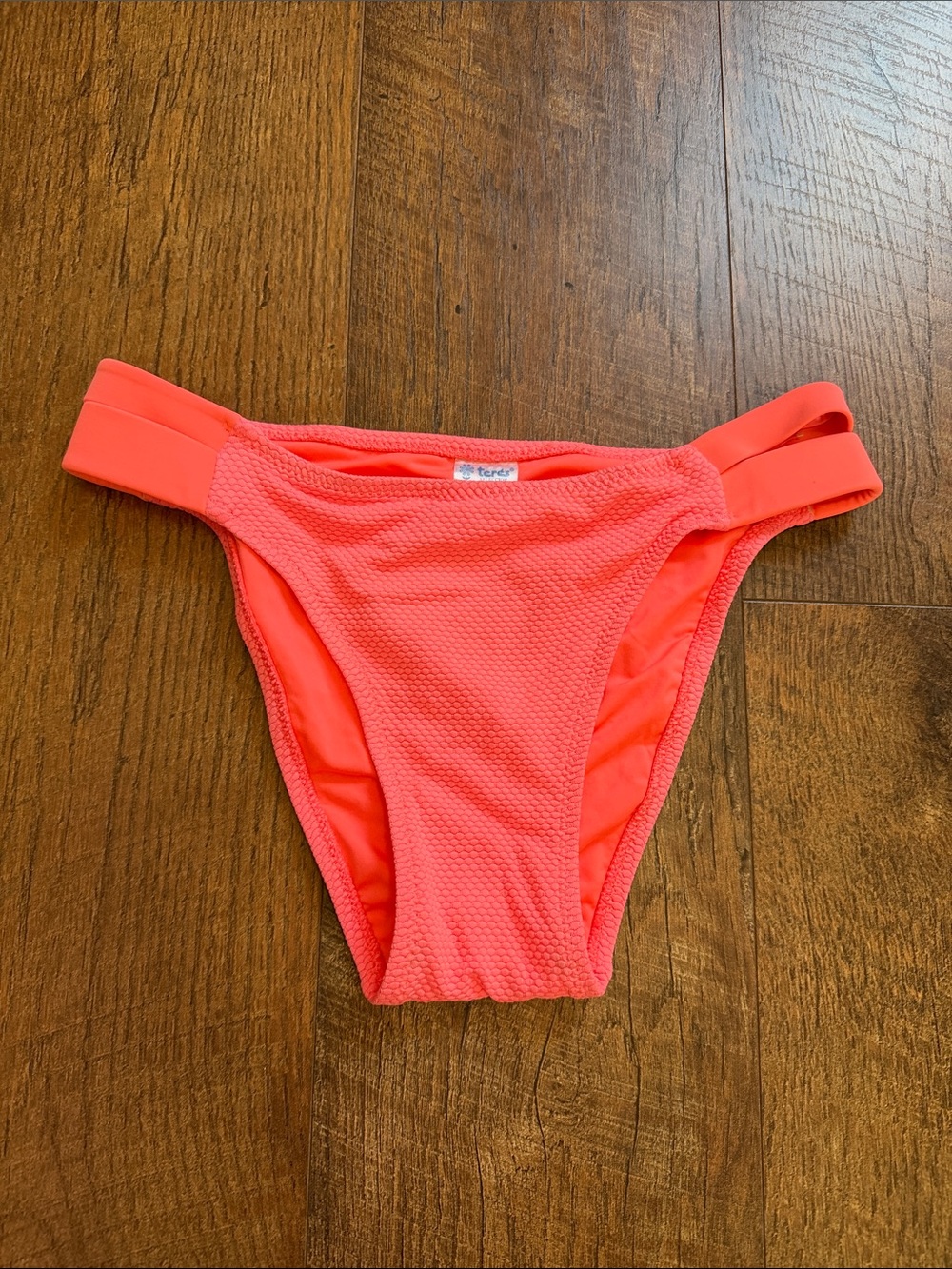 Terez Coral Double-Strap Textured Bikini Bottom